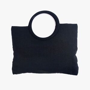 Vintage 90s Early 2000s Y2K Black Nylon Hoop Handle Simple Vampy Mini Purse Bag